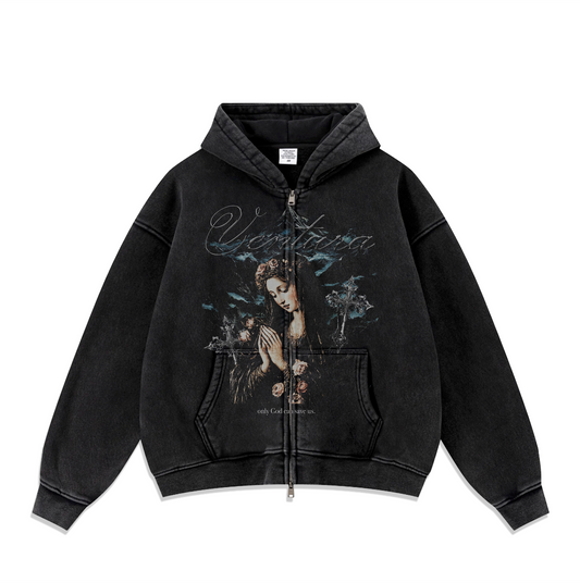 Only God Can Save Us Zip Up Hoodie